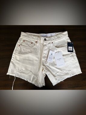Lucky Brand Cream 90s Midi Denim Shorts